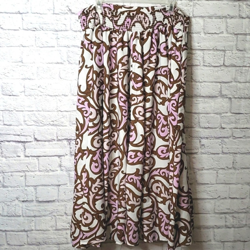 Cato Brown and Pink Paisley Women's Skirt 26W 28W Tall 3X 4X - Picture 4 of 7